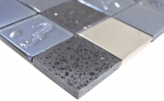Motif main carré Crystal/Artificial/Stahl mix Relief black Carreau de mosaïque mur carrelage cuisine salle de bain MOS88-2717_m