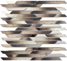 Motif manuel composite Crystal/Marmor mix EP beige/brun incliné Carreau de mosaïque murale Miroir de carrelage cuisine salle de bain MOS86-1112_m