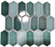 Hexagonal hexagonal carreaux de mosaïque céramique vert forêt brillant cuisine mur salle de bain carreaux WC - MOS11J-475