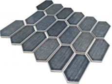 Carreau de mosaïque Céramique Hexagonal noir brillant Dos de cuisine Salle de bain MOS11J-479_f