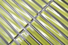 Bâtonnets Mosaïque Céramique vert clair moucheté brillant mur cuisine salle de bain MOS24-CS16