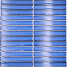 Motif manuel Carreau de mosaïque Céramique Baguettes bleu moucheté brillant Cuisine Carrelage MOS24-CS46_m