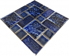 Échantillon manuel Carreau de mosaïque Céramique Combi bleu brillant Salle de bains Douche Mur MOS13-KAS2_m