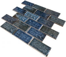 Subway Carreau Mosaïque Used Look Vintage bleu vert brillant Rétro Céramique - MOS26-KAS8