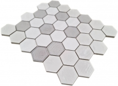 Motif manuel Carreau de mosaïque Céramique Hexagonal blanc brillant Cuisine Salle de bains MOS11K-SAN1_m
