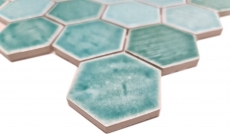 Carreau de mosaïque Céramique Hexagonal vert brillant Carreau de douche MOS11K-SAN5_f