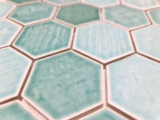 Carreau de mosaïque Céramique Hexagonal vert brillant Carreau de douche MOS11K-SAN5_f