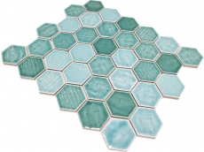 Carreau de mosaïque Céramique Hexagonal vert brillant Carreau de douche MOS11K-SAN5_f