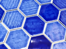 Carreau de mosaïque Céramique Hexagonal bleu royal brillant cuisine mur salle de bain carrelage - MOS11K-SAN7