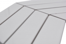 Carreau de mosaïque Céramique Mosaïque à chevrons mix blanc brillant mat Carrelage salle de bain MOS24-CHEV11_f