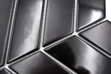 Carreau de mur à chevrons Céramique Mosaïque mixte noir brillant mat dosseret MOS24-CHEV19