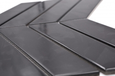 Carreau de mur à chevrons Céramique Mosaïque mixte noir brillant mat dosseret MOS24-CHEV19