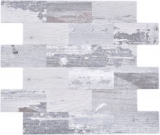 Carreau de mosaïque Mosaïque autocollante Alu imitation bois shabby chic gris Subway MOS200-4S49