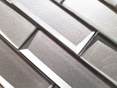 Mosaïque de verre Carreau de mosaïque Metro 3D Optik gris argenté mur cuisine salle de bain MOS88-XB01