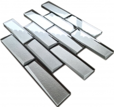 Mosaïque de verre Carreau de mosaïque Metro 3D Optik gris argenté mur cuisine salle de bain MOS88-XB01