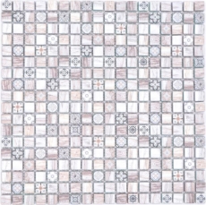 Mosaïque de verre Carreau de mosaïque Retro aspect bois cream marron clair Ornement MOS78-W79