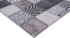 Mosaïque de verre Carreau de mosaïque Zebra noir mur salle de bain cuisine MOS78-W28