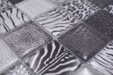 Mosaïque de verre Carreau de mosaïque Zebra noir mur salle de bain cuisine MOS78-W28