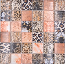 Carreau de mosaïque Mosaïque de verre Léopard cuivre brun salle de bain fond de cuisine MOS78-W68