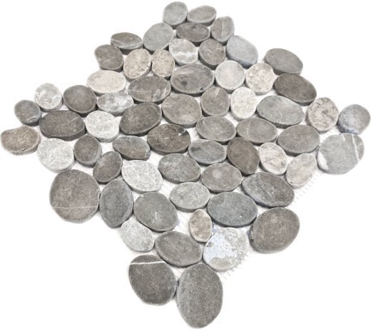 Pierre naturelle Galets de rivière Galets de pierre taillés ash gris anthracite Carrelage Receveur de douche Paroi de douche - MOS30-SANI