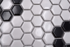 Carreau de mosaïque Céramique Mosaïque Hexagonal mix beige noir brillant Carrelage salle de bain cuisine MOS11A-0113G_f