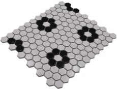Carreau de mosaïque Céramique Mosaïque Hexagonal mix beige noir brillant Carrelage salle de bain cuisine MOS11A-0113G_f