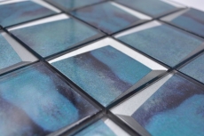 Carreau de mosaïque Mosaïque de verre 3D aspect azur turquoise bleu mur cuisine carrelage MOS88-XB10