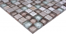 Carreau de mosaïque Verre Pierre naturelle Mosaïque Résine Acier mix EP gris Cuisine Salle de bains Mur MOS92-680_f