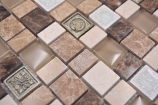 Carreaux de mosaïque Mosaïque composite multiformat pierre résine céramique mix emperador carreaux MOS85-2FD_f
