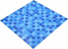 Échantillon manuel Carreau de mosaïque Mosaïque de verre Classic Mix verre mix bleu 4F collé sur papier Mosaïque de piscine MOS210-PA335_m