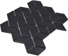 Motif manuel Carreau de mosaïque Céramique Combi 3D Cube uni noir mat Salle de bains Cuisine Mur MOS13-POV5_m