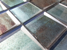 Échantillon manuel Carreau de mosaïque de verre Combi optique 3D vert mur cuisine carrelage MOS88-XB20_m