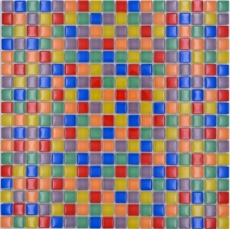Motif main Carreau de mosaïque de verre Mix multicolore rouge bleu jaune vert Carrelage salle de bain MOS88-XC123_m
