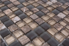 Échantillon manuel de carreau de mosaïque verre pierre naturelle mosaïque pierre mix brun mat fond de cuisine MOS92-580_m
