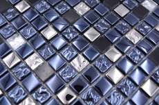 Échantillon manuel Carreau de mosaïque Verre Pierre naturelle Mosaïque pierre EP mix noir argent Fond de cuisine MOS92-660_m