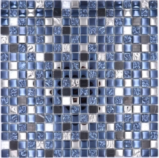 Échantillon manuel Carreau de mosaïque Verre Pierre naturelle Mosaïque pierre EP mix noir argent Fond de cuisine MOS92-660_m