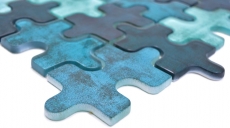 Motif à main Carreau de mosaïque Mosaïque de verre Kombi Puzzle mix turquoise bleu Fond de cuisine Salle de bains MOS88-PT03_m