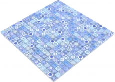 Motif manuel Carreau de mosaïque de verre Combi Retro Biscuit bleu Carrelage salle de bain MOS78-RB33_m