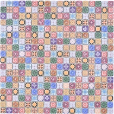 Motif manuel Carreau de mosaïque de verre Combi Retro Biscuit Color multicolore Miroir de carrelage salle de bain MOS78-RB83_m