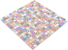 Motif manuel Carreau de mosaïque de verre Combi Retro Biscuit Color multicolore Miroir de carrelage salle de bain MOS78-RB83_m