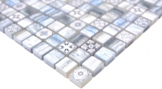 Échantillon manuel Carreau de mosaïque de verre Combi Retro wood gris bleu clair Carrelage salle de bain MOS78-W39_m