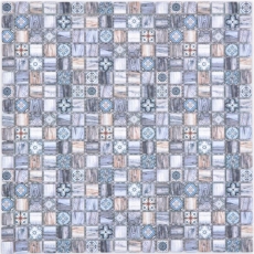Échantillon manuel Carreau de mosaïque de verre Combi Retro wood gris-bleu foncé Salle de bains Cuisine MOS78-W49_m