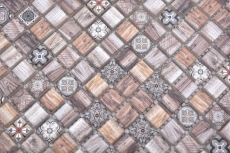 Échantillon manuel Carreau de mosaïque de verre Combi Retro wood brun Dos de cuisine Salle de bains MOS78-W89_m