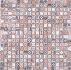 Échantillon manuel Carreau de mosaïque de verre Combi Retro wood brun Dos de cuisine Salle de bains MOS78-W89_m