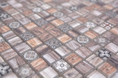 Échantillon manuel Carreau de mosaïque de verre Combi Retro wood brun Dos de cuisine Salle de bains MOS78-W89_m