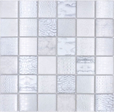 Échantillon manuel Carreau de mosaïque de verre Kombi Forest blanc Fond de cuisine Miroir de carrelage MOS78-W18_m