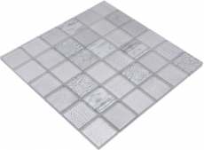 Échantillon manuel Carreau de mosaïque de verre Kombi Forest blanc Fond de cuisine Miroir de carrelage MOS78-W18_m