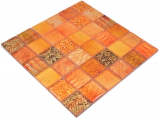 Échantillon manuel Carreau de mosaïque de verre Kombi Forest orange Cuisine Salle de bains Mur MOS78-W48_m