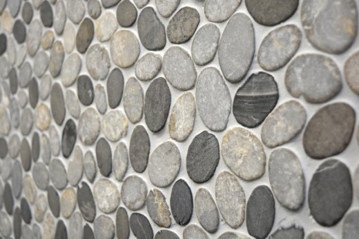 Échantillon manuel de carreaux de mosaïque Pierre naturelle Galets de rivière galets de pierre coupés ash gris carreaux MOS30-SANI_m