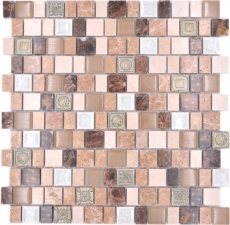 Motif à main Carreau de mosaïque Mosaïque composite Multiformat pierre Résine céramique mix emperador carreaux MOS85-2FD_m
